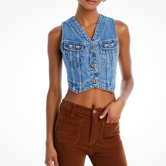 NWT RE/DONE Micro Trucker Cotton denim Vest. Size L - Picture 1 of 10